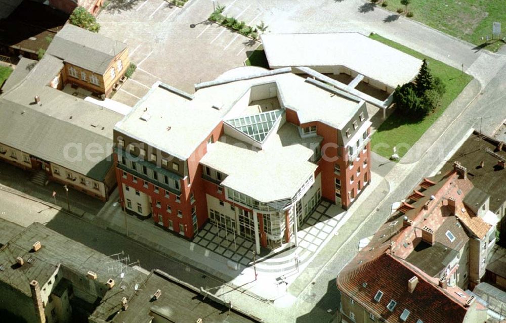 Aerial photograph Forst / BRB - Neubau der Volksbank im Stadtzentrum Forst