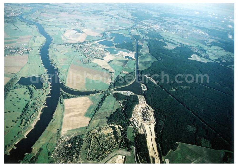 Aerial image Hohenwarthe - Neubau des Wasserstraßenkreuzes Magdeburg