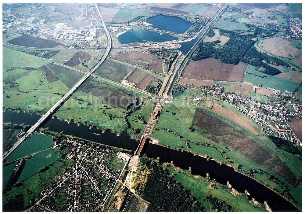 Aerial photograph Rothensee - Neubau des Wasserstraßenkreuzes Magdeburg