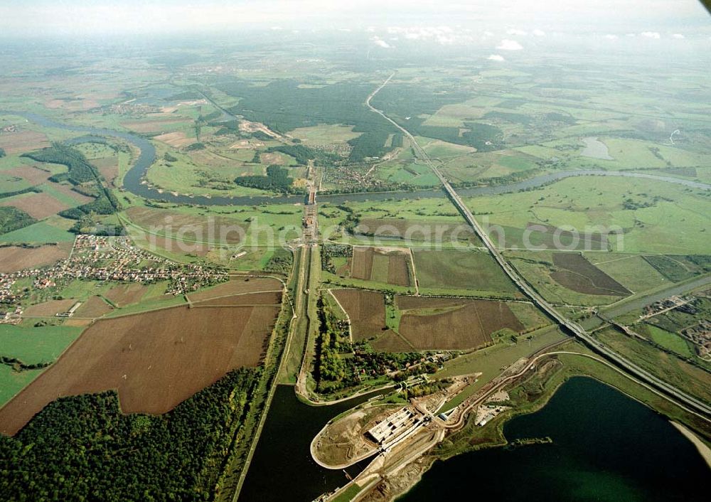 Rothensee from above - Neubau des Wasserstraßenkreuzes Magdeburg