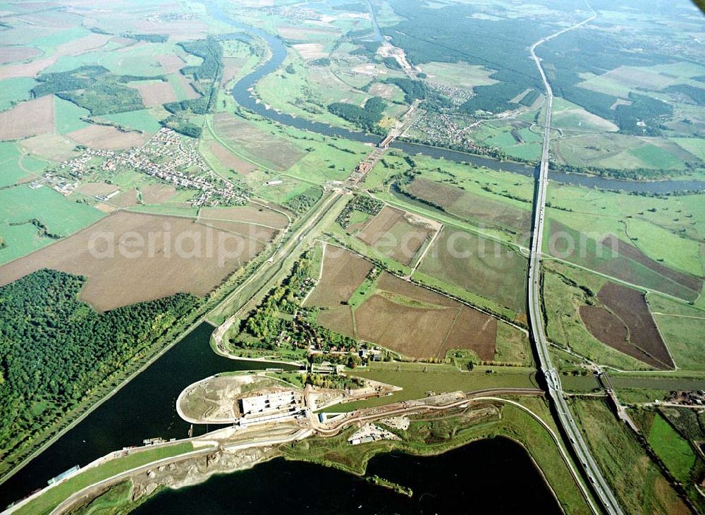 Rothensee from the bird's eye view: Neubau des Wasserstraßenkreuzes Magdeburg