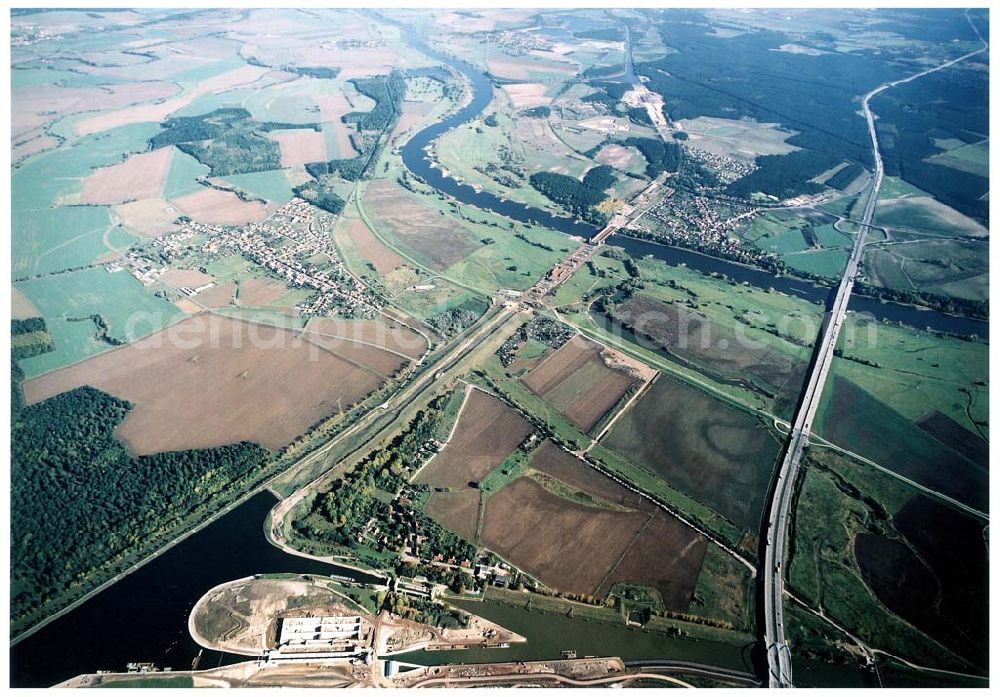 Aerial image Rothensee - Neubau des Wasserstraßenkreuzes Magdeburg