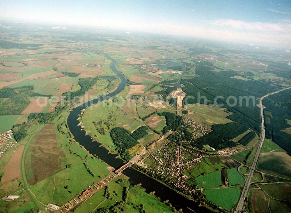 Rothensee from above - Neubau des Wasserstraßenkreuzes Magdeburg