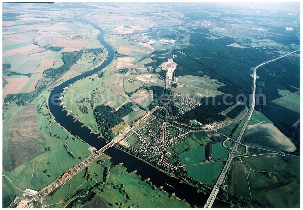 Rothensee from the bird's eye view: Neubau des Wasserstraßenkreuzes Magdeburg