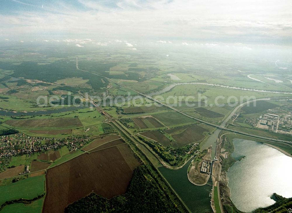 Aerial photograph Rothensee - Neubau des Wasserstraßenkreuzes Magdeburg