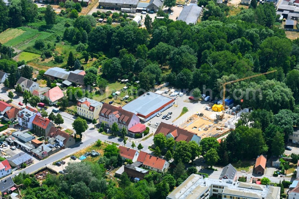 Aerial image Werneuchen - New construction of a residential and commercial building Breite Strasse in Werneuchen in the state Brandenburg, Germany