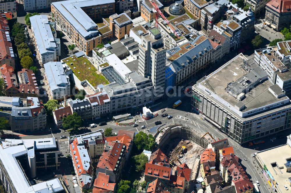 Aerial image Stuttgart - New construction of a residential and commercial building on Eberhardstrasse - Torstrasse in the district Stadtzentrum in Stuttgart in the state Baden-Wuerttemberg, Germany