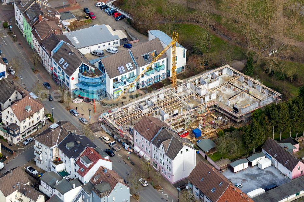 Holzwickede from the bird's eye view: New construction of a residential and commercial building Am Emscherpark - Hauptstrasse in the district Brackel in Holzwickede in the state North Rhine-Westphalia, Germany