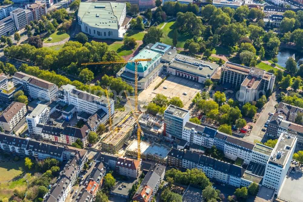 Aerial photograph Essen - New construction of a residential and commercial building Huyssenallee - corner Heinrichstrasse in Essen in the state North Rhine-Westphalia, Germany