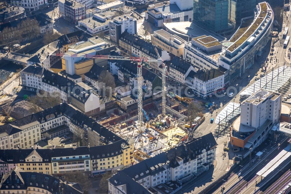 Aerial image Siegen - New residential and commercial building Quarter Johann-Moritz-Quartier at Am Bahnhof in Siegen at Siegerland in the state North Rhine-Westphalia, Germany