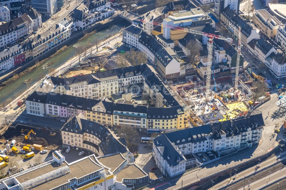 Aerial photograph Siegen - New residential and commercial building Quarter Johann-Moritz-Quartier at Am Bahnhof in Siegen at Siegerland in the state North Rhine-Westphalia, Germany