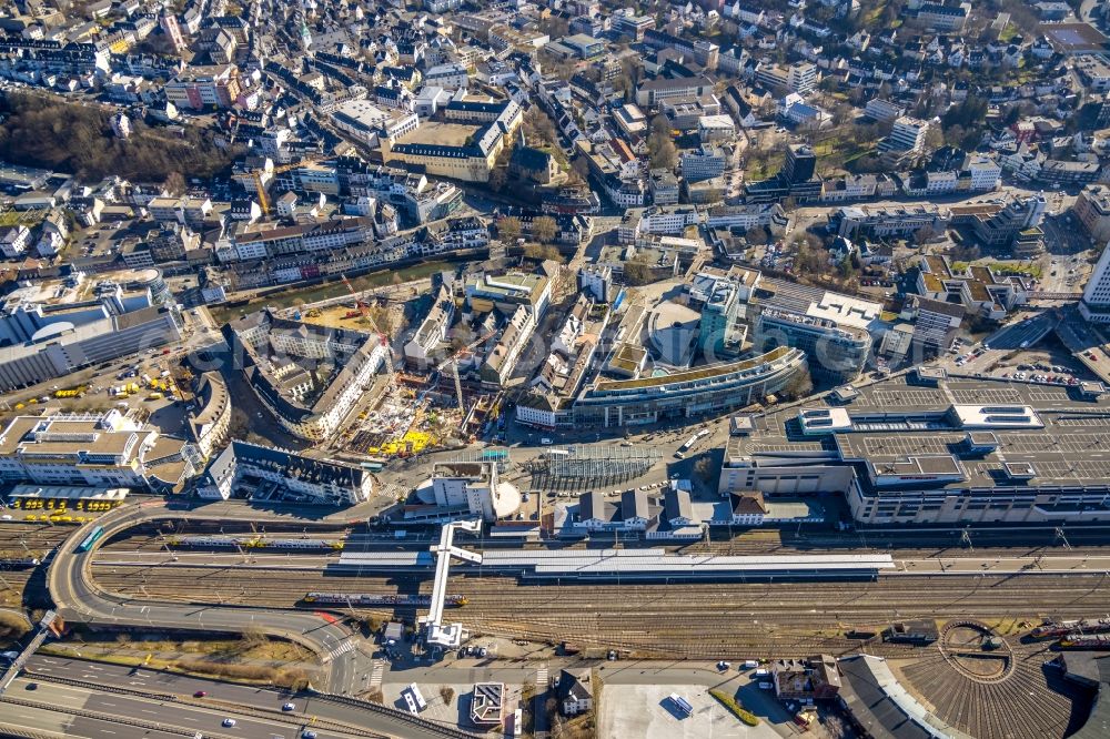 Aerial image Siegen - New residential and commercial building Quarter Johann-Moritz-Quartier at Am Bahnhof in Siegen at Siegerland in the state North Rhine-Westphalia, Germany