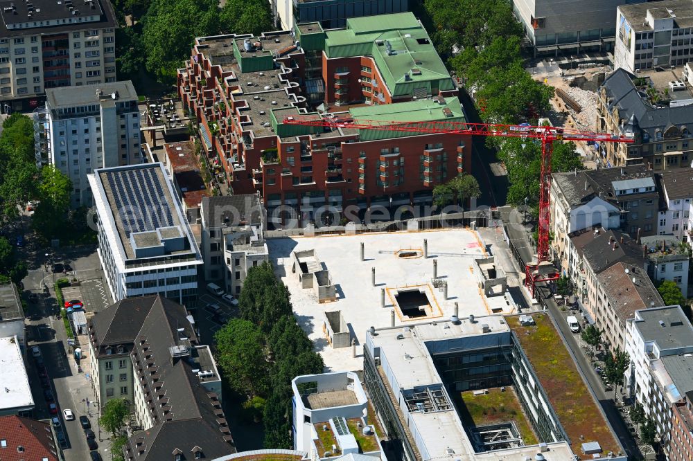 Aerial photograph Mannheim - New construction of a residential and commercial building on street Kunststrasse in the district Quadrate in Mannheim in the state Baden-Wuerttemberg, Germany