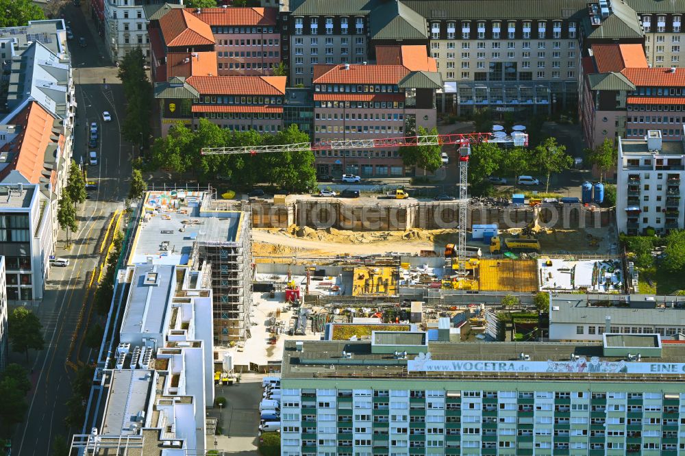 Aerial image Leipzig - New construction of a residential and commercial building on street Querstrasse in the district Zentrum in Leipzig in the state Saxony, Germany