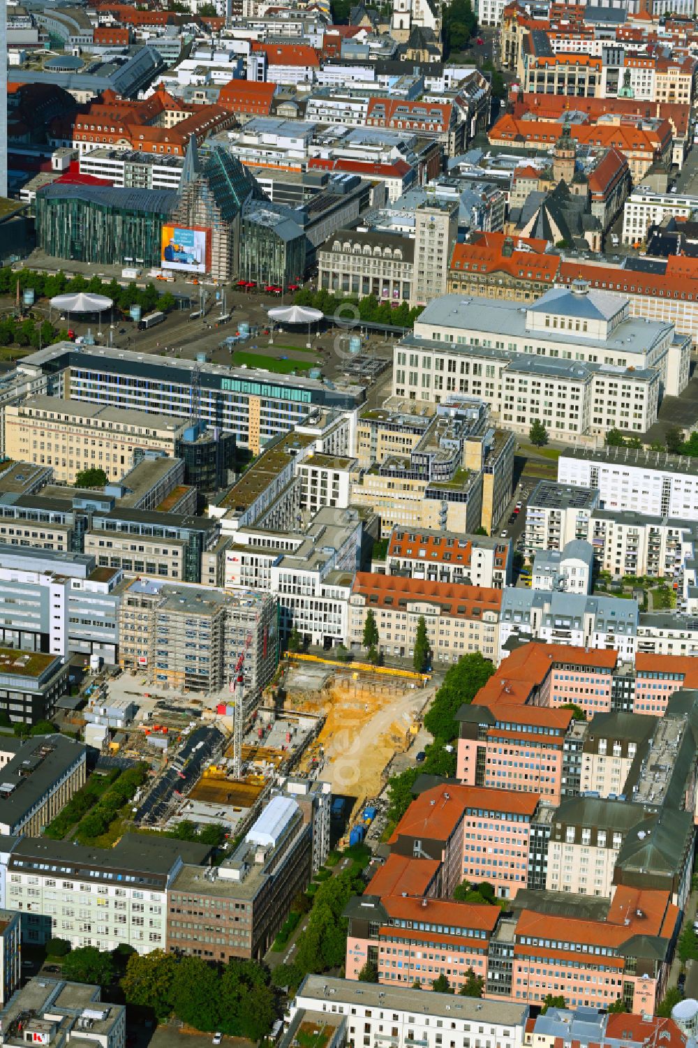 Aerial photograph Leipzig - New construction of a residential and commercial building on street Querstrasse in the district Zentrum in Leipzig in the state Saxony, Germany