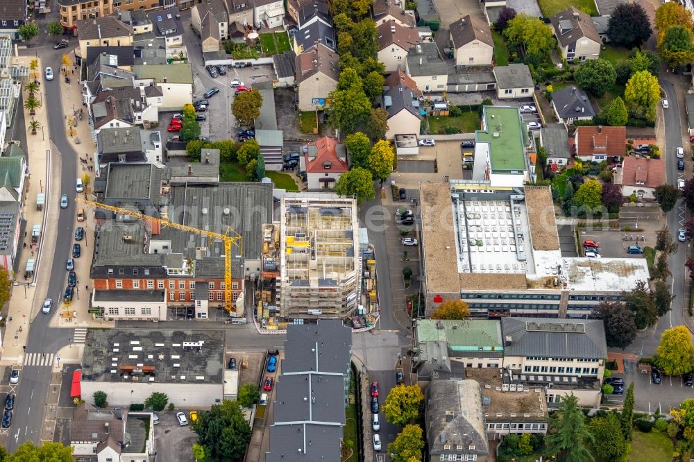 Aerial image Menden (Sauerland) - New construction of a residential and commercial building on Poststrasse / Papenhausenstrasse in Menden (Sauerland) in the state North Rhine-Westphalia, Germany