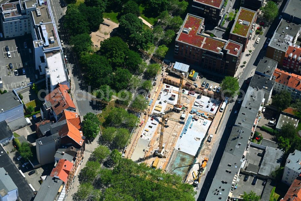 Aerial image Hannover - New construction of a residential and commercial building on Klagesmarkt in the district Mitte in Hannover in the state Lower Saxony, Germany