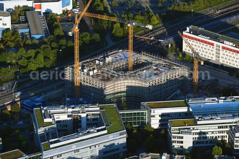 München from the bird's eye view: New construction of a residential and commercial building on Carl-Wery-Strasse in the district Neuperlach in Munich in the state Bavaria, Germany