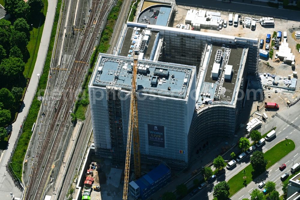 Aerial image München - New construction of a residential and commercial building on Carl-Wery-Strasse in the district Neuperlach in Munich in the state Bavaria, Germany