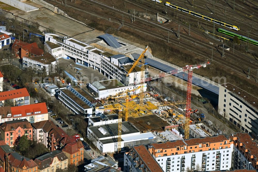 Aerial image Stuttgart - New construction of a residential and commercial building of the project Rosenstein Trio on Rosensteinstrasse in the district Auf der Prag in Stuttgart in the state Baden-Wuerttemberg, Germany