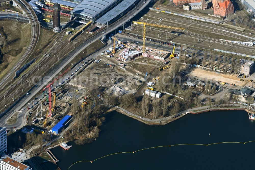 Berlin from above - New residential and commercial building Quarter on Kynaststrasse - Hauptstrasse in the district Rummelsburg in Berlin, Germany