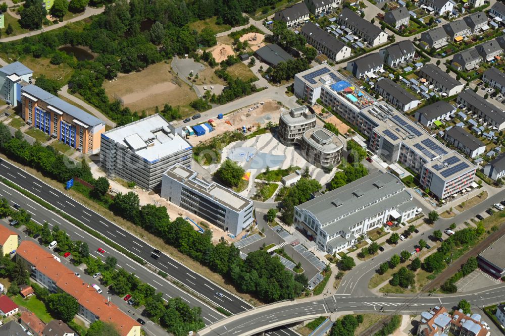 Aerial image Erlangen - New residential and commercial building Quarter of Projekts BRUCKLYN - Das Quartier on Stoke-on-Trent-Strasse and San-Carlos-Strasse in the district Bruck in Erlangen in the state Bavaria, Germany