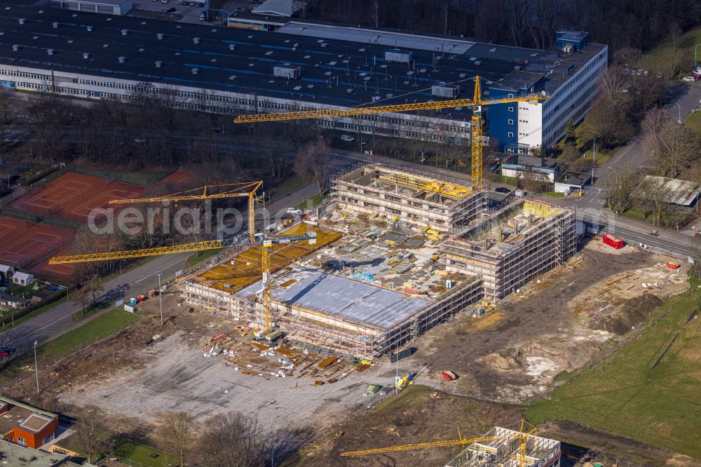 Herne from the bird's eye view: New residential and commercial building Quarter Quartier Kaiserstrasse on street Kaiserstrasse in Herne at Ruhrgebiet in the state North Rhine-Westphalia, Germany