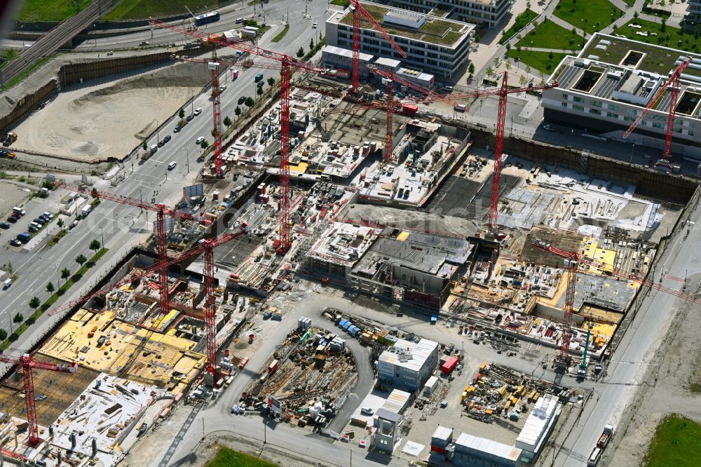 München from above - New residential and commercial building Quarter ZAM Muenchen in Munich in the state Bavaria, Germany