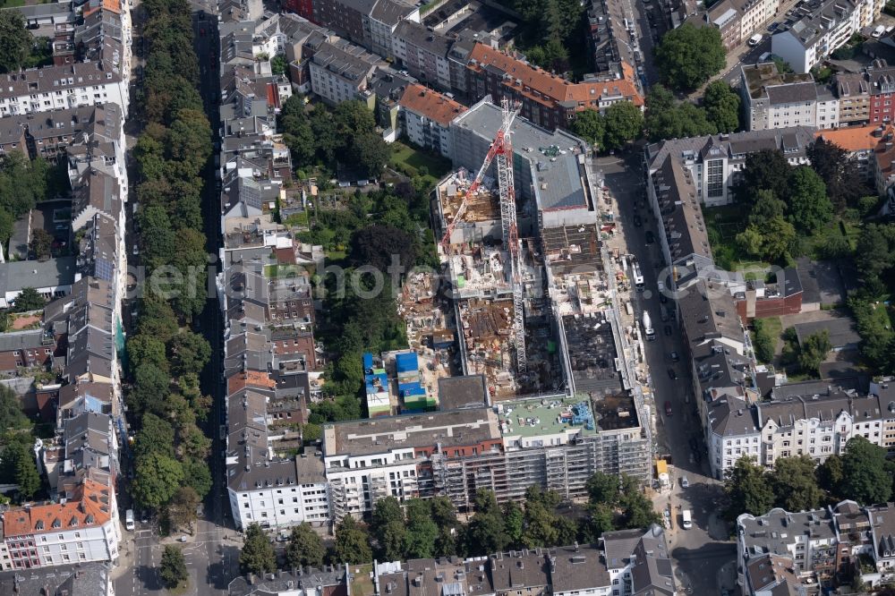 Aachen from the bird's eye view: New construction of a residential and commercial building Viktoria in the district Mitte in Aachen in the state North Rhine-Westphalia, Germany