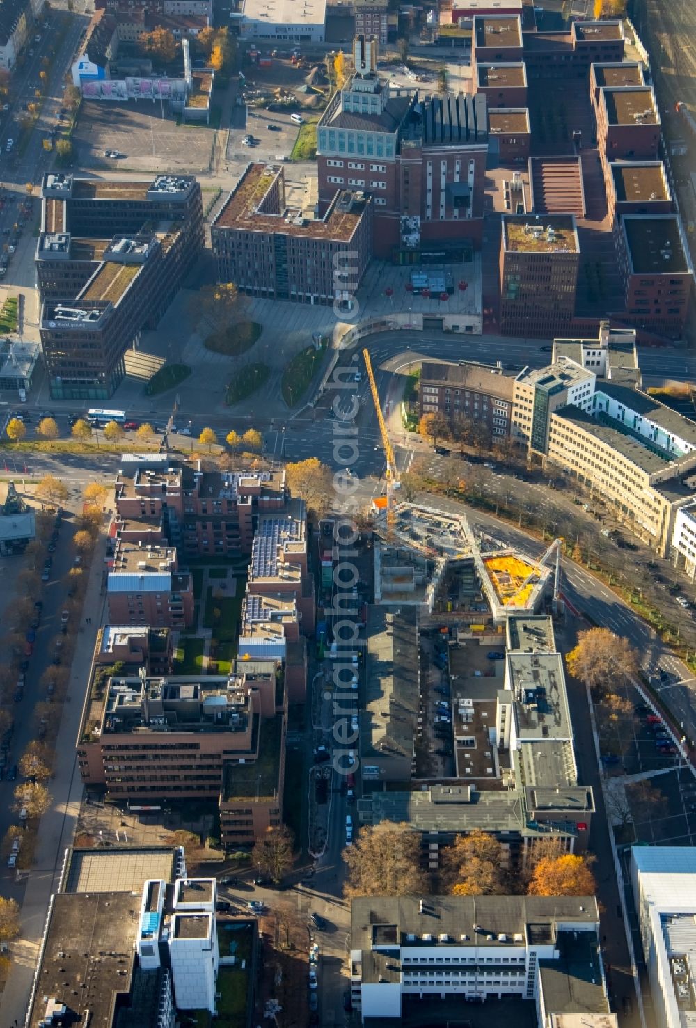 Aerial image Dortmund - New construction of a residential and commercial building Wallring on Koenigswall in the district City-West in Dortmund in the state North Rhine-Westphalia, Germany