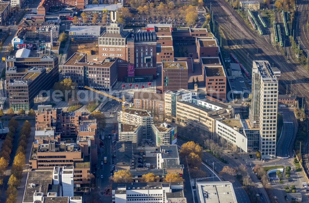 Dortmund from the bird's eye view: New construction of a residential and commercial building Wallring on Koenigswall in the district City-West in Dortmund in the state North Rhine-Westphalia, Germany