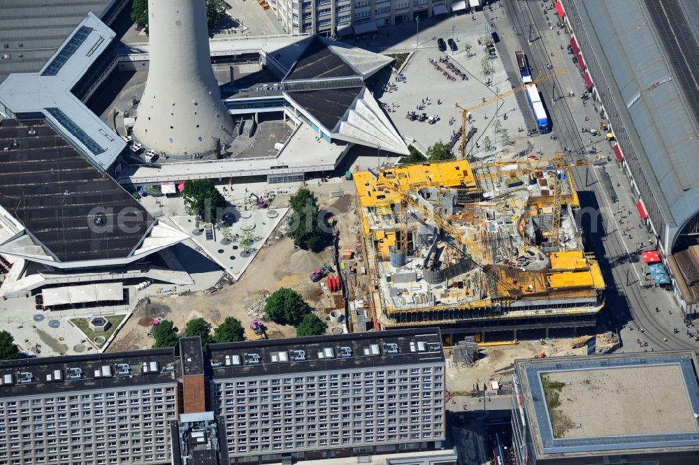 Berlin from above - See also the Construction site at the new construction of the residential and commercial building Alea 101 at Alexanderplatz in the district Mitte in Berlin