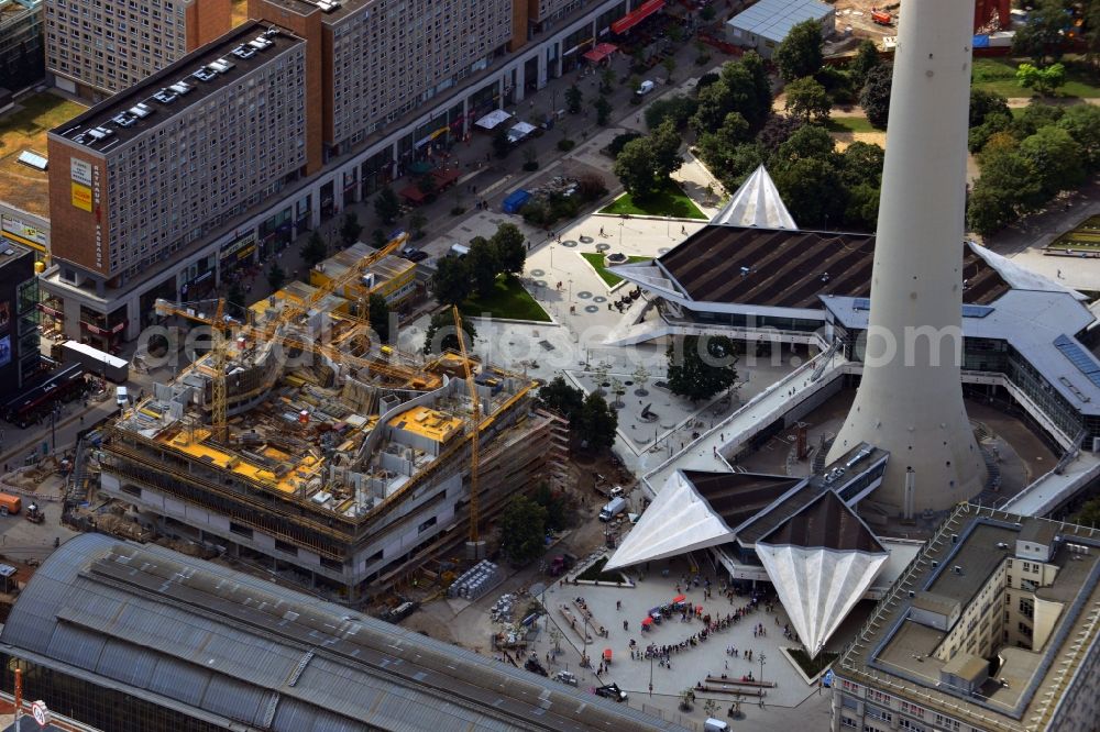 Berlin from the bird's eye view: See also the Construction site at the new construction of the residential and commercial building Alea 101 at Alexanderplatz in the district Mitte in Berlin