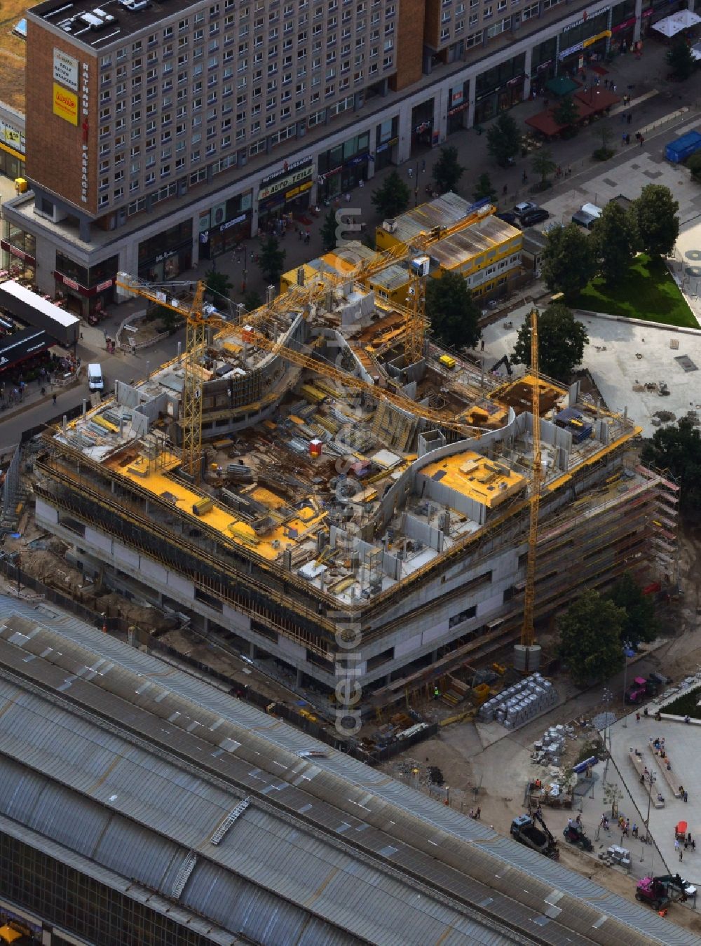 Aerial photograph Berlin - See also the Construction site at the new construction of the residential and commercial building Alea 101 at Alexanderplatz in the district Mitte in Berlin