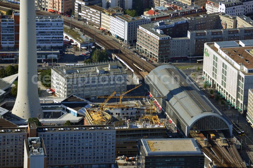 Aerial photograph Berlin - See also the Construction site at the new construction of the residential and commercial building Alea 101 at Alexanderplatz in the district Mitte in Berlin