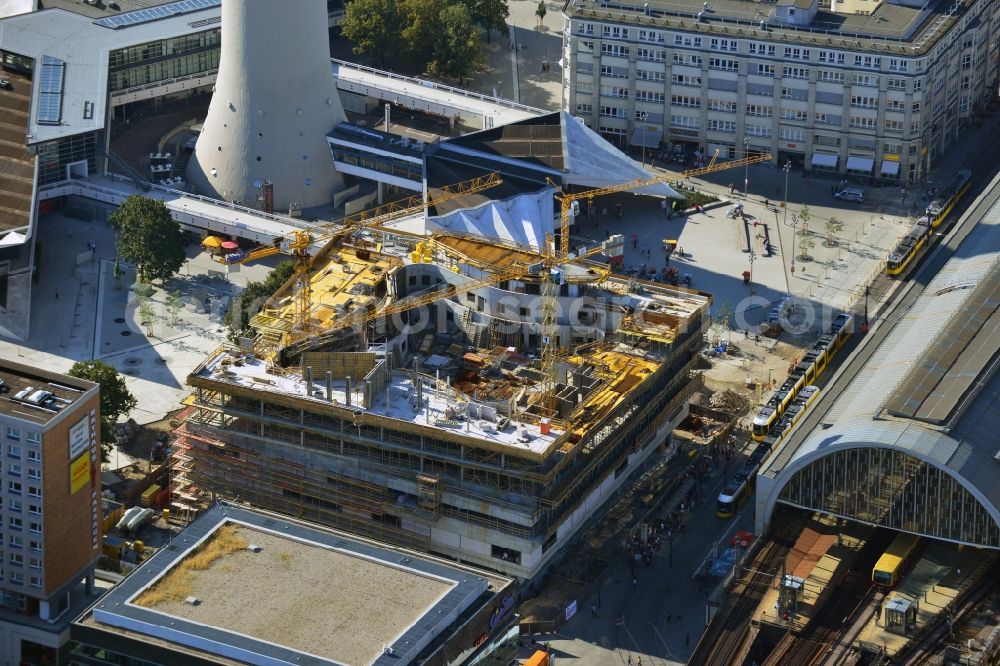 Berlin from above - See also the Construction site at the new construction of the residential and commercial building Alea 101 at Alexanderplatz in the district Mitte in Berlin