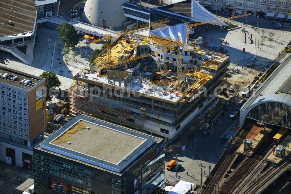 Berlin from the bird's eye view: See also the Construction site at the new construction of the residential and commercial building Alea 101 at Alexanderplatz in the district Mitte in Berlin