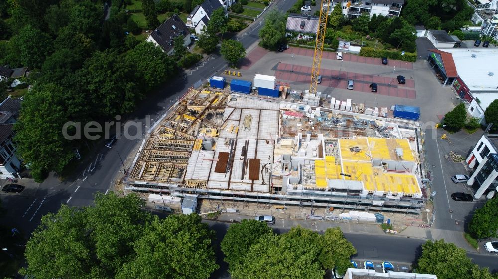 Aerial photograph Hennef (Sieg) - New construction of a residential and commercial building on Lindenstrasse in Hennef (Sieg) in the state North Rhine-Westphalia, Germany