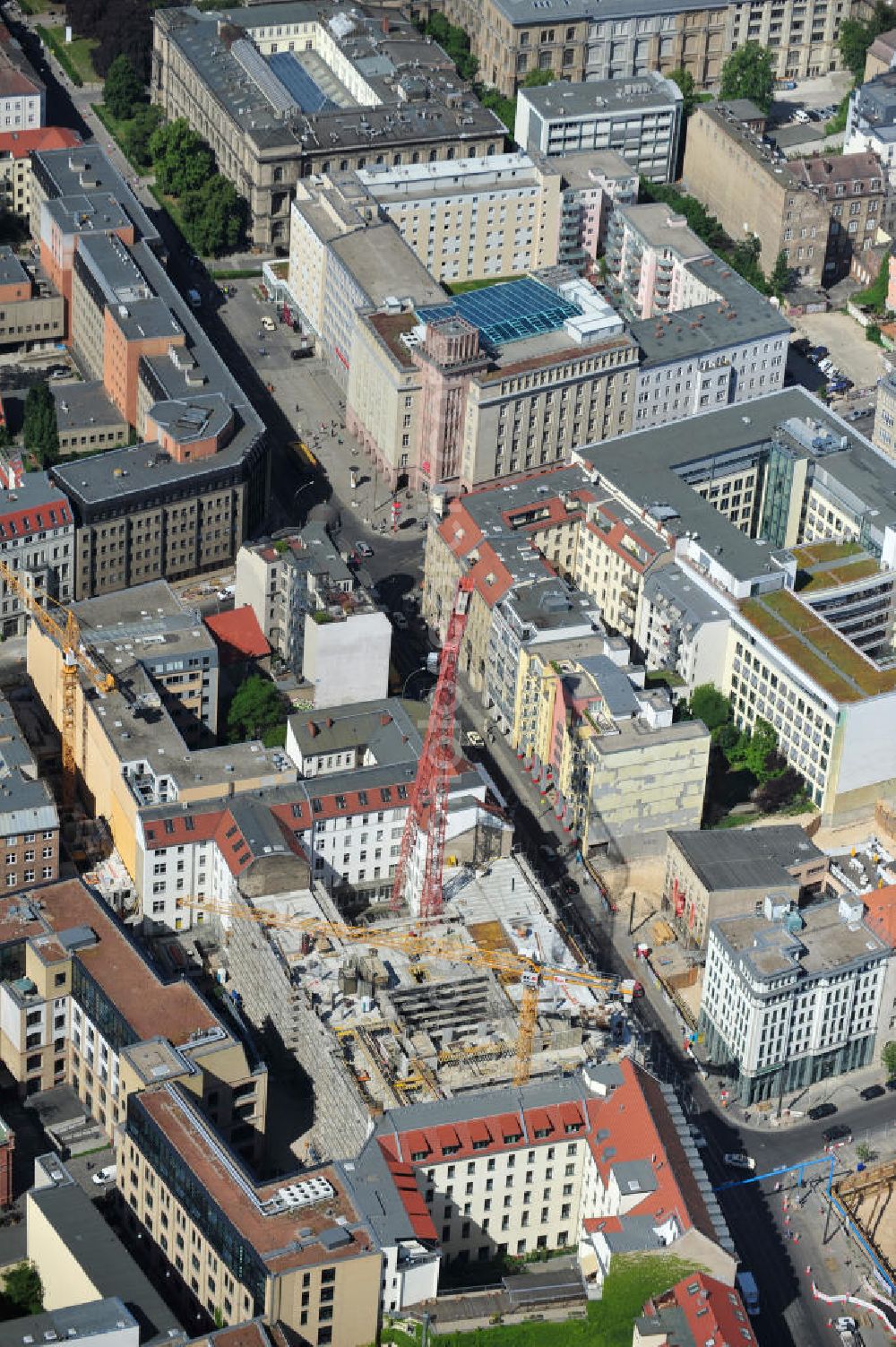 Aerial photograph Berlin Mitte - Construction of residential and commercial building edison courts in Berlin - Mitte