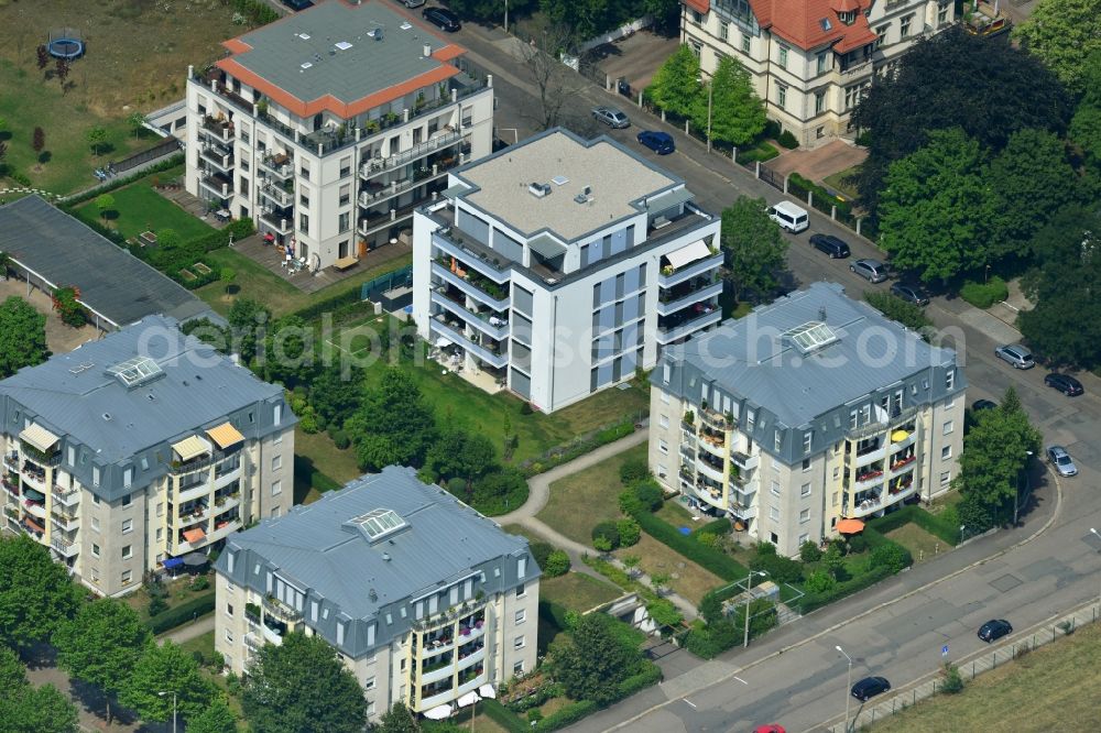 Aerial photograph Leipzig - New construction condominium with modern townhouses and apartment buildings on the Clara Zetkin Park Leipzig in Saxony