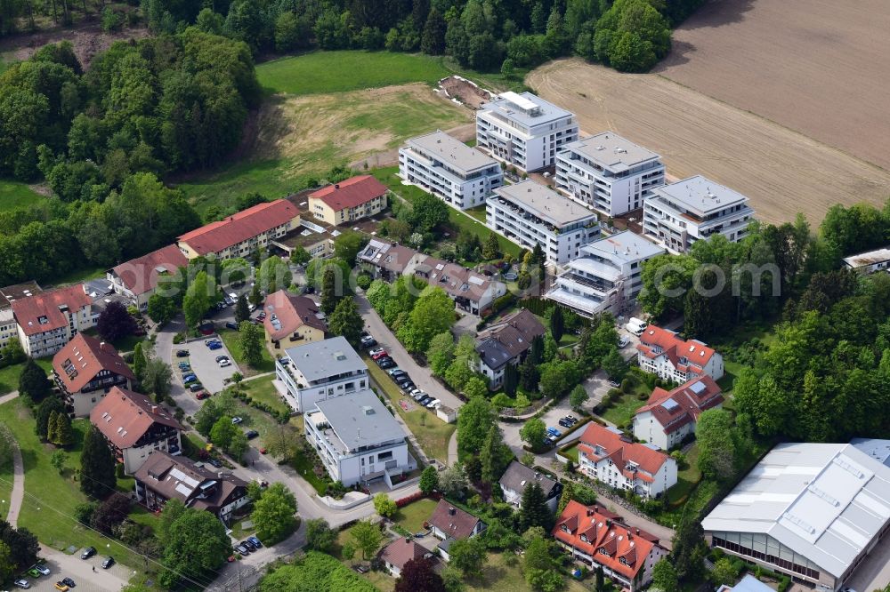 Bad Säckingen from the bird's eye view: New residential complex Living at the Schoepfebach in Bad Saeckingen the state Baden-Wurttemberg