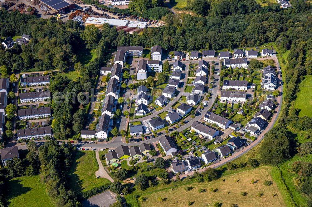 Aerial image Schwelm - Newly developed residential area with single and multi family homes Am Brunnenhof in the North of Schwelm in the state of North Rhine-Westphalia