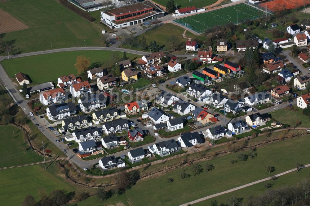 Aerial photograph Maulburg - New residential area of detached housing estate Gaensmatt in Maulburg in the state Baden-Wuerttemberg, Germany