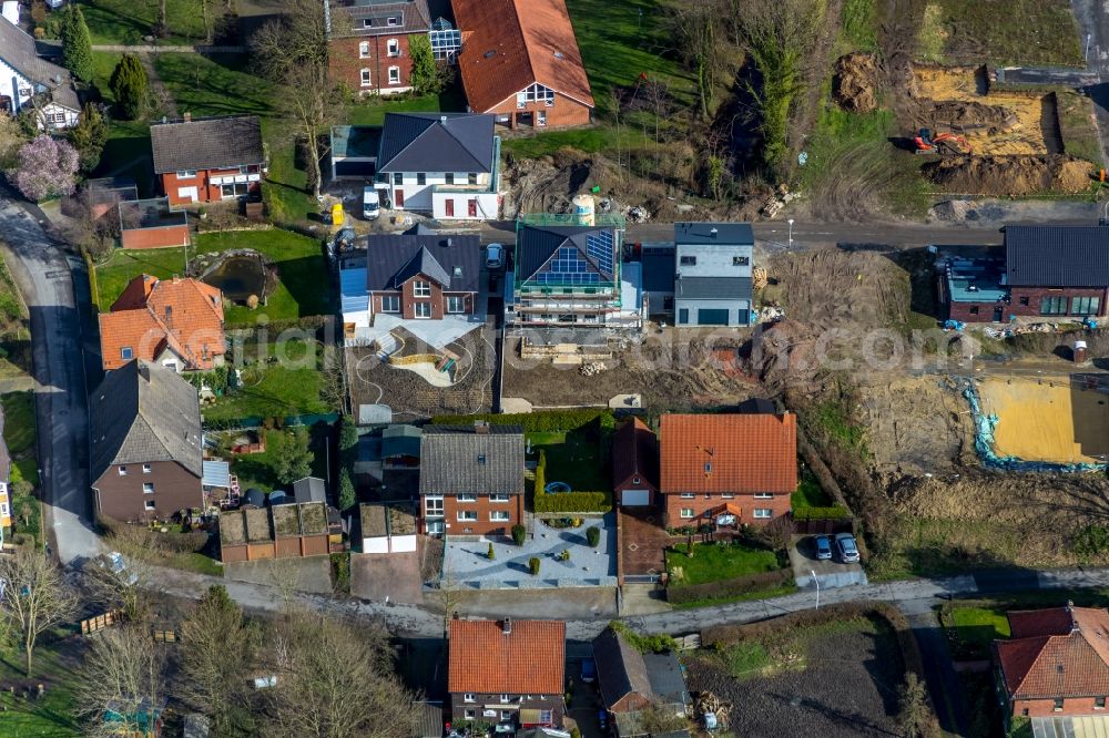 Hamm from the bird's eye view: Construction sites for new construction residential area of detached housing estate on Suedgeist in Hamm in the state North Rhine-Westphalia, Germany