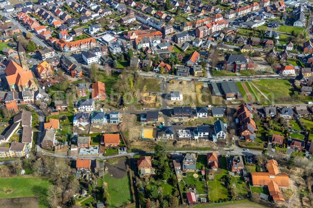 Aerial image Hamm - Construction sites for new construction residential area of detached housing estate on Suedgeist in Hamm in the state North Rhine-Westphalia, Germany