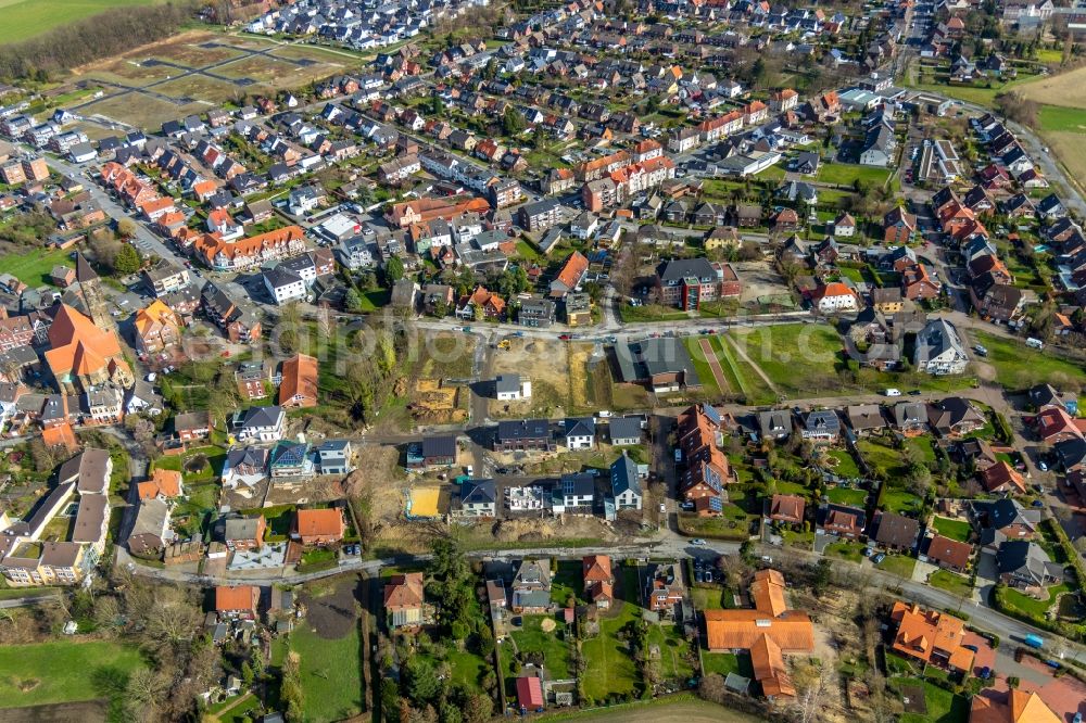 Aerial photograph Hamm - Construction sites for new construction residential area of detached housing estate on Suedgeist in Hamm in the state North Rhine-Westphalia, Germany