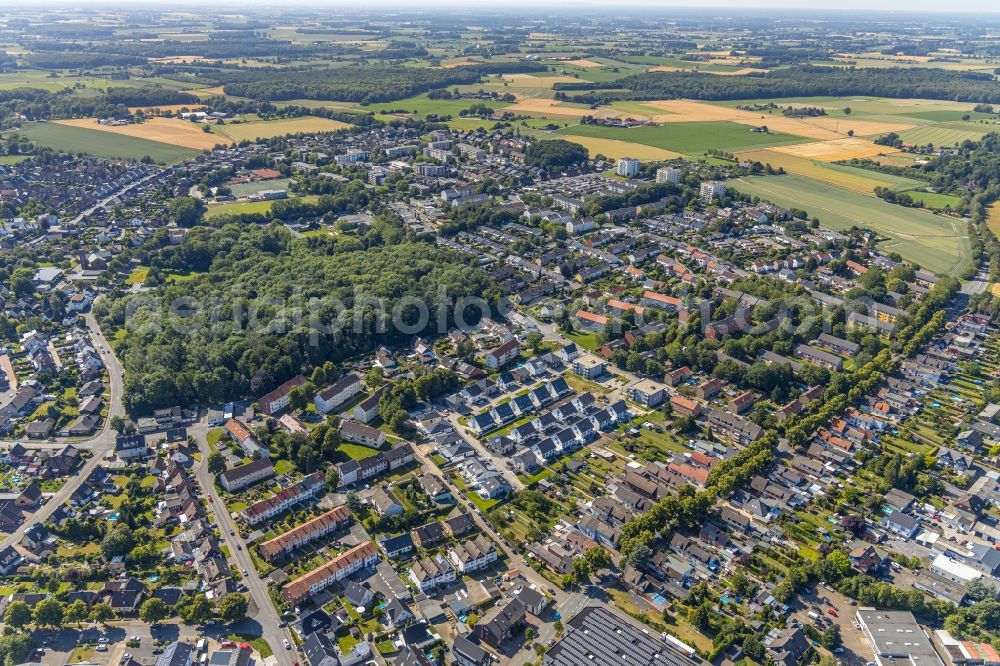 Aerial image Hamm - New construction residential area of detached housing estate along the Erich-Polkaehn-Strasse in Hamm in the state North Rhine-Westphalia, Germany