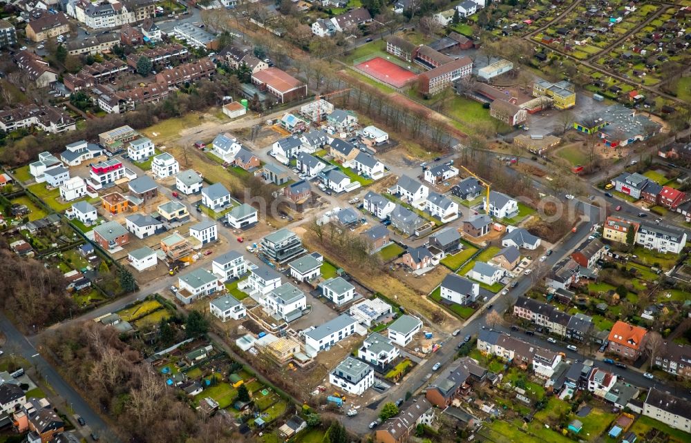 Aerial photograph Oberhausen - New construction residential area of detached housing estate in Oberhausen in the state North Rhine-Westphalia