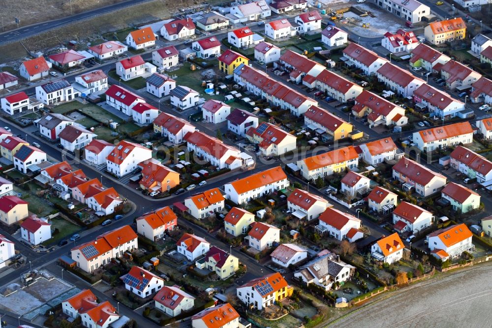 Aerial photograph Erfurt - New construction residential area of detached housing estate between of Hersfelder street and of Kastorstrasse in the district Bindersleben in Erfurt in the state Thuringia, Germany