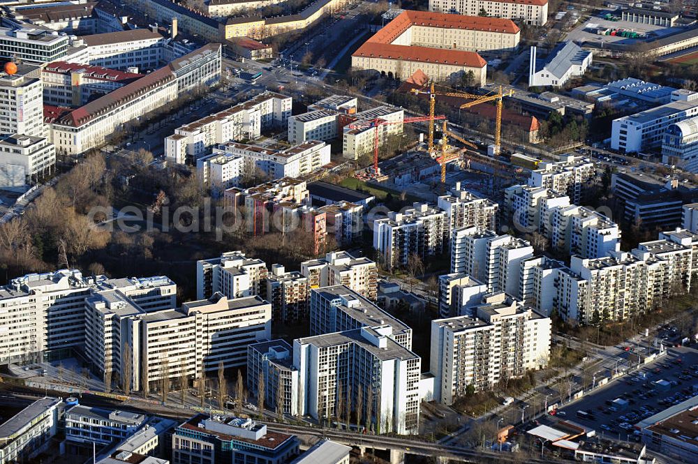 München from the bird's eye view: View of a newly constructed residential complex on Rosenheimer St. in Munich / Haidhausen